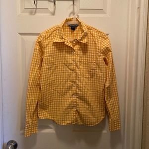 Abercrombie & Fitch Gold and White Checkered Button Down - Small